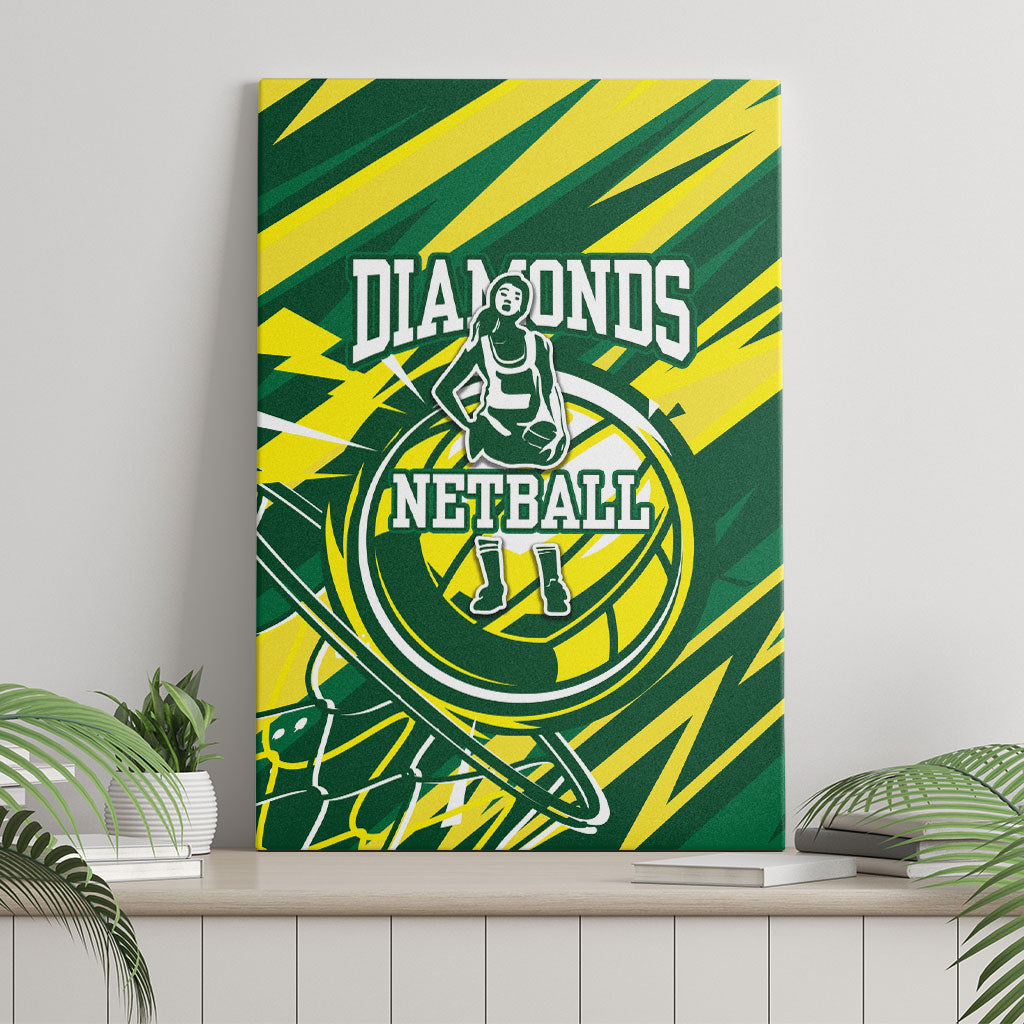Australian Diamonds Netball Canvas Wall Art Sharp Abstract Slash Pattern With Netball Graphic Art