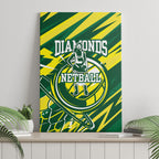 Australian Diamonds Netball Canvas Wall Art Sharp Abstract Slash Pattern With Netball Graphic Art