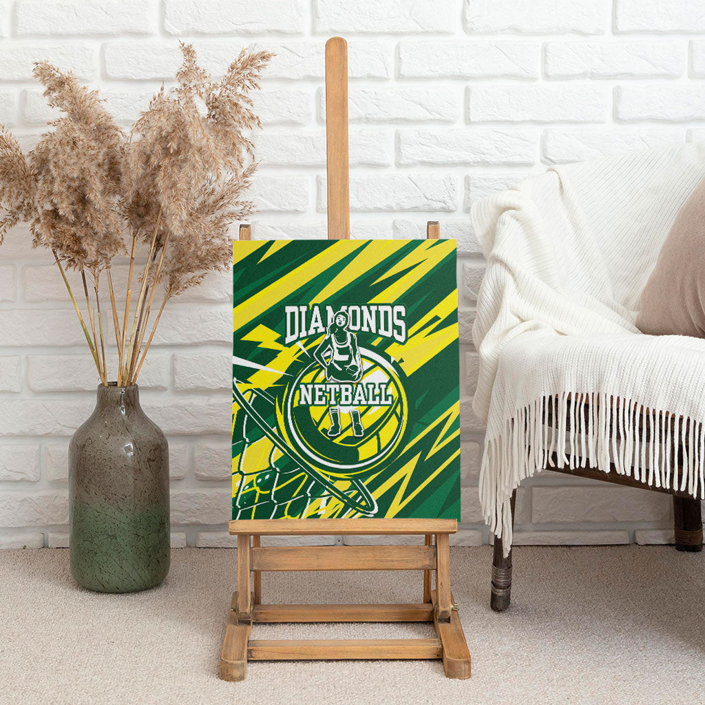 Australian Diamonds Netball Canvas Wall Art Sharp Abstract Slash Pattern With Netball Graphic Art