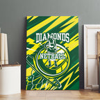 Australian Diamonds Netball Canvas Wall Art Sharp Abstract Slash Pattern With Netball Graphic Art