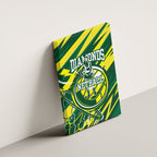 Australian Diamonds Netball Canvas Wall Art Sharp Abstract Slash Pattern With Netball Graphic Art