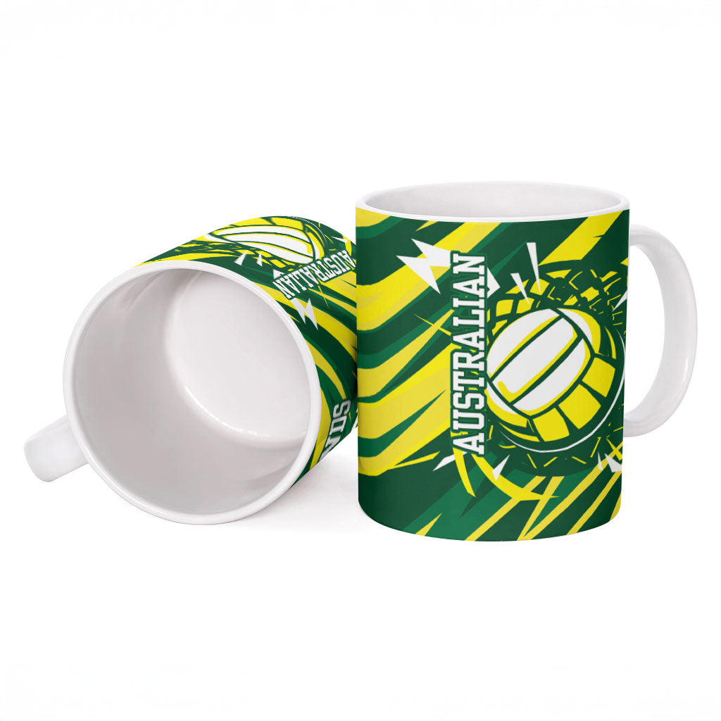 Australian Diamonds Netball Ceramic Mug Sharp Abstract Slash Pattern With Netball Graphic Art