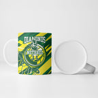 Australian Diamonds Netball Ceramic Mug Sharp Abstract Slash Pattern With Netball Graphic Art