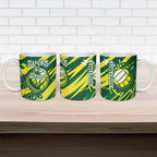 Australian Diamonds Netball Ceramic Mug Sharp Abstract Slash Pattern With Netball Graphic Art