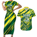 Australian Diamonds Netball Couples Matching Short Sleeve Bodycon Dress and Hawaiian Shirt Sharp Abstract Slash Pattern With Netball Graphic Art