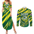 Australian Diamonds Netball Couples Matching Summer Maxi Dress and Long Sleeve Button Shirt Sharp Abstract Slash Pattern With Netball Graphic Art