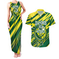 Australian Diamonds Netball Couples Matching Tank Maxi Dress and Hawaiian Shirt Sharp Abstract Slash Pattern With Netball Graphic Art