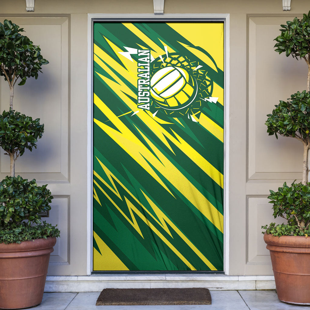 Australian Diamonds Netball Door Cover Sharp Abstract Slash Pattern With Netball Graphic Art