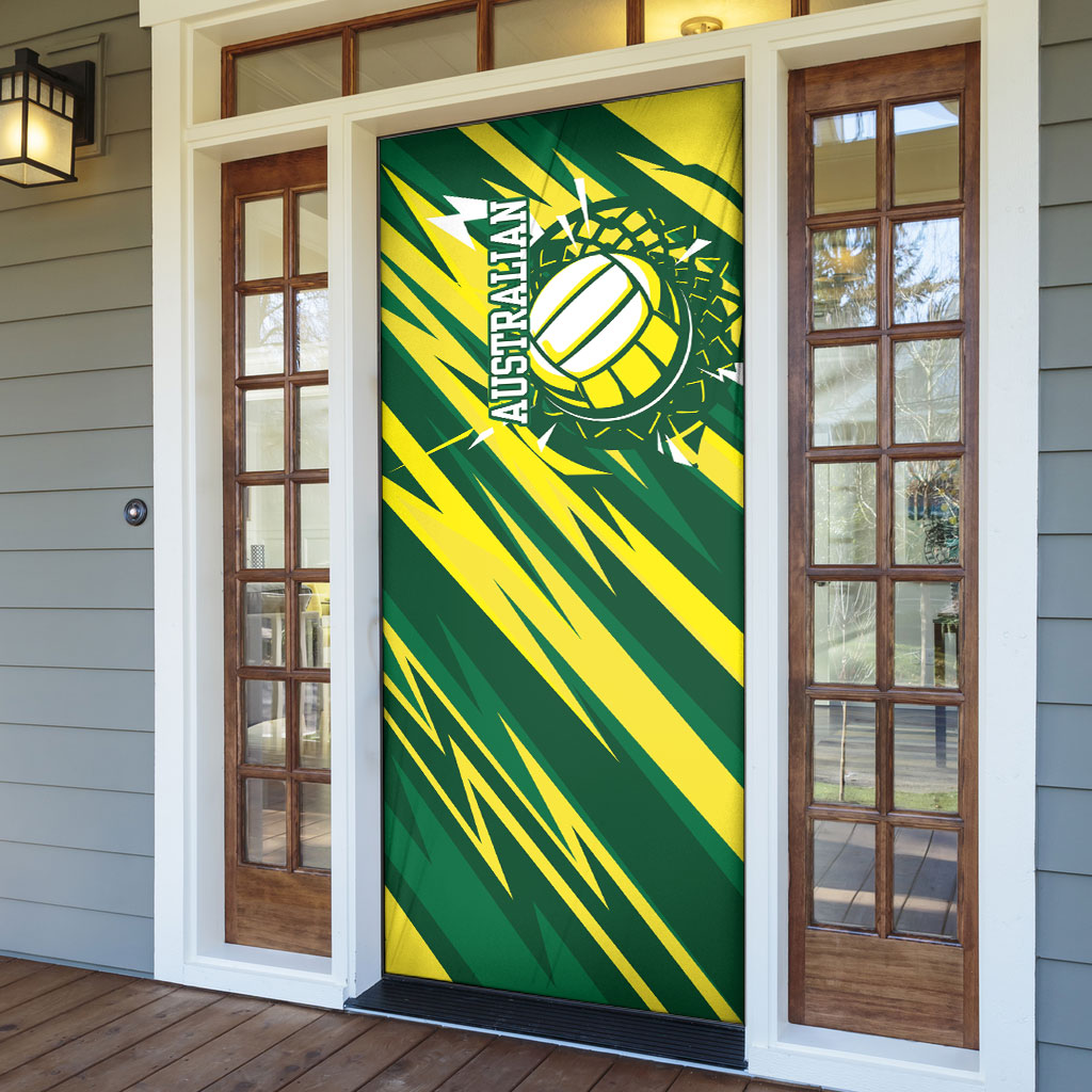 Australian Diamonds Netball Door Cover Sharp Abstract Slash Pattern With Netball Graphic Art