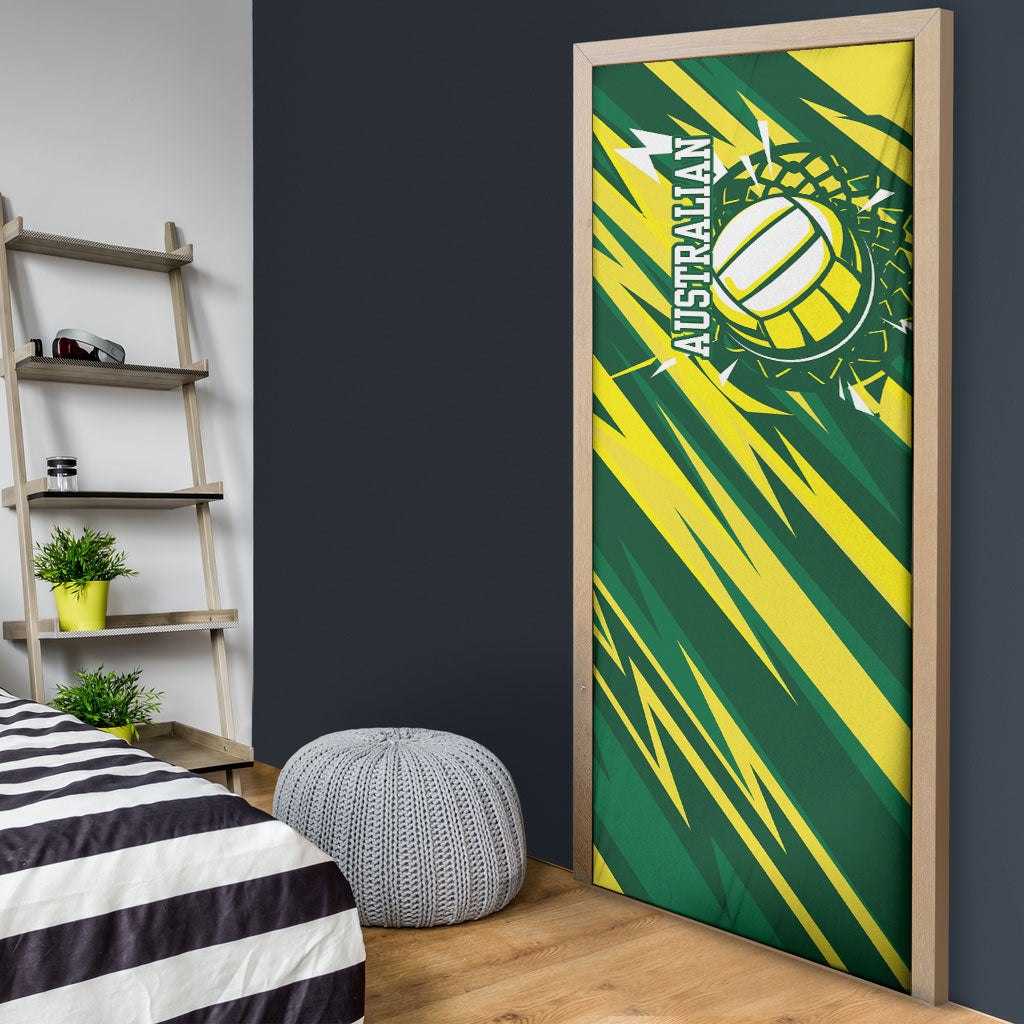 Australian Diamonds Netball Door Cover Sharp Abstract Slash Pattern With Netball Graphic Art
