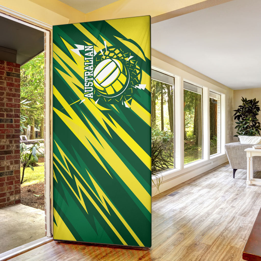 Australian Diamonds Netball Door Cover Sharp Abstract Slash Pattern With Netball Graphic Art