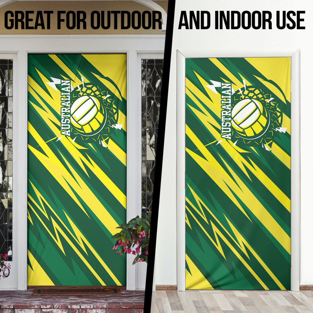 Australian Diamonds Netball Door Cover Sharp Abstract Slash Pattern With Netball Graphic Art
