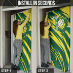 Australian Diamonds Netball Door Cover Sharp Abstract Slash Pattern With Netball Graphic Art