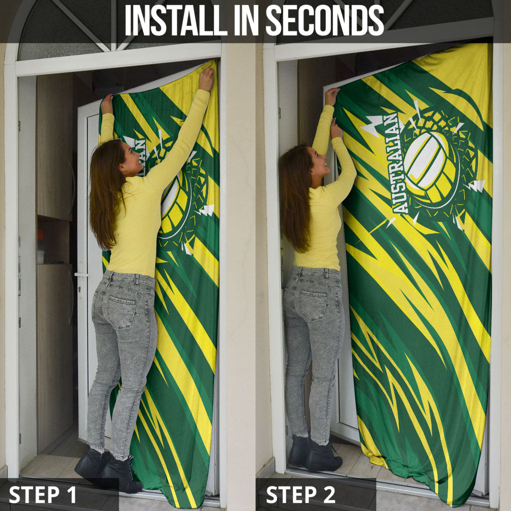 Australian Diamonds Netball Door Cover Sharp Abstract Slash Pattern With Netball Graphic Art