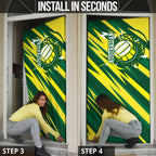 Australian Diamonds Netball Door Cover Sharp Abstract Slash Pattern With Netball Graphic Art