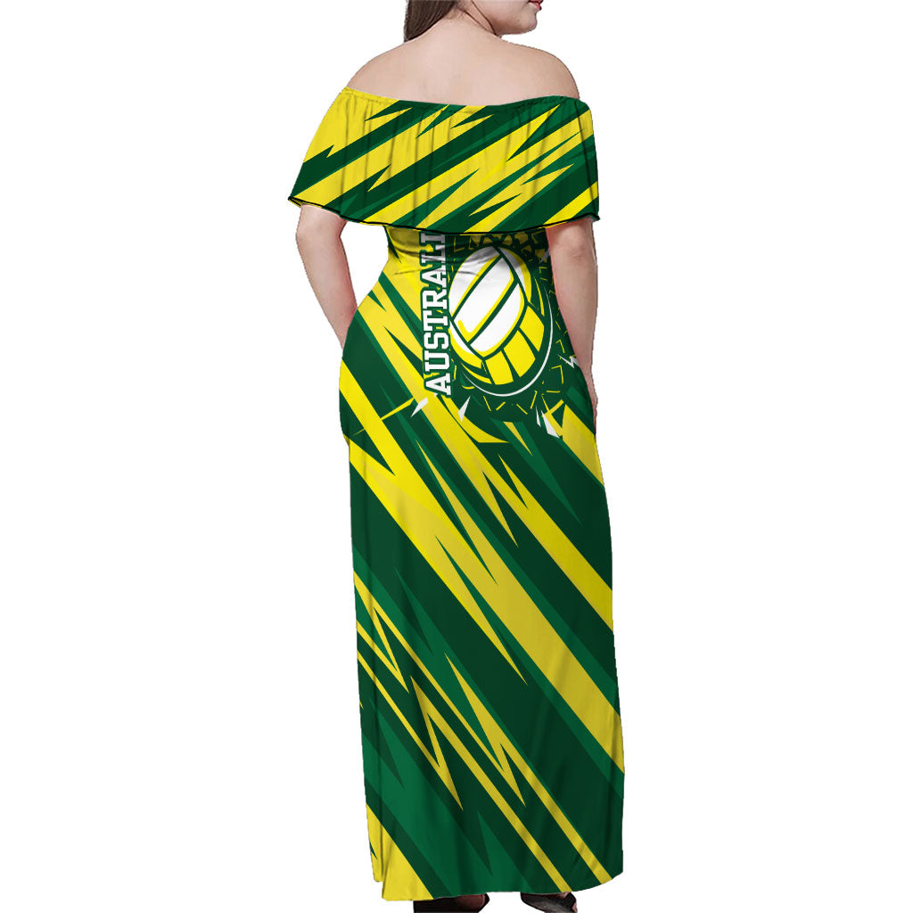 Australian Diamonds Netball Family Matching Off Shoulder Maxi Dress and Hawaiian Shirt Sharp Abstract Slash Pattern With Netball Graphic Art