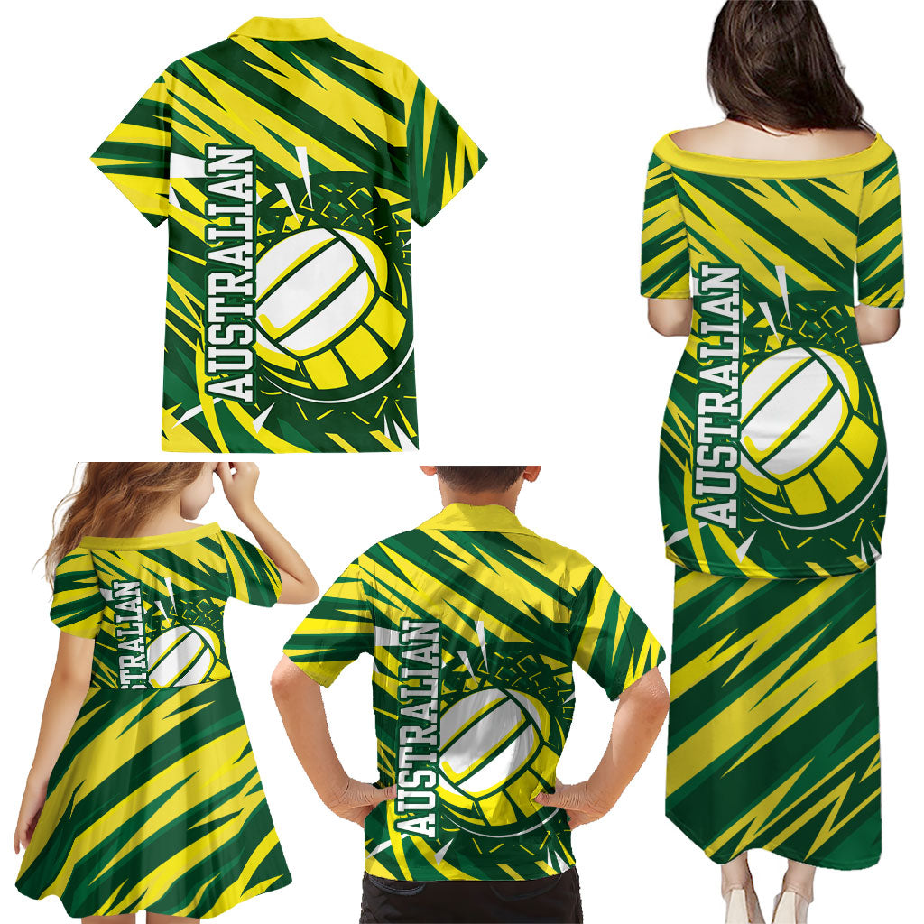 Australian Diamonds Netball Family Matching Puletasi and Hawaiian Shirt Sharp Abstract Slash Pattern With Netball Graphic Art