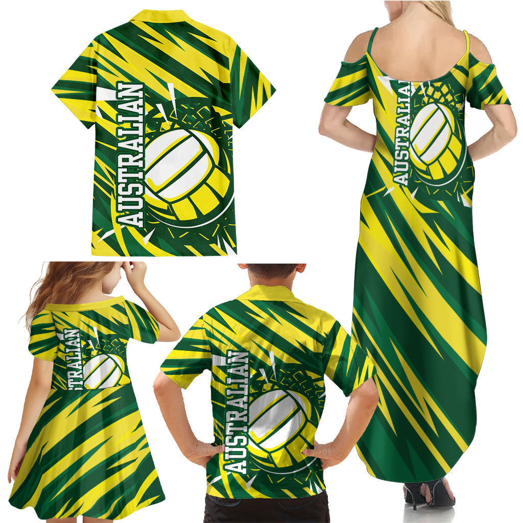 Australian Diamonds Netball Family Matching Summer Maxi Dress and Hawaiian Shirt Sharp Abstract Slash Pattern With Netball Graphic Art