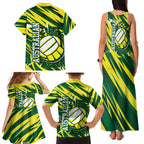 Australian Diamonds Netball Family Matching Tank Maxi Dress and Hawaiian Shirt Sharp Abstract Slash Pattern With Netball Graphic Art