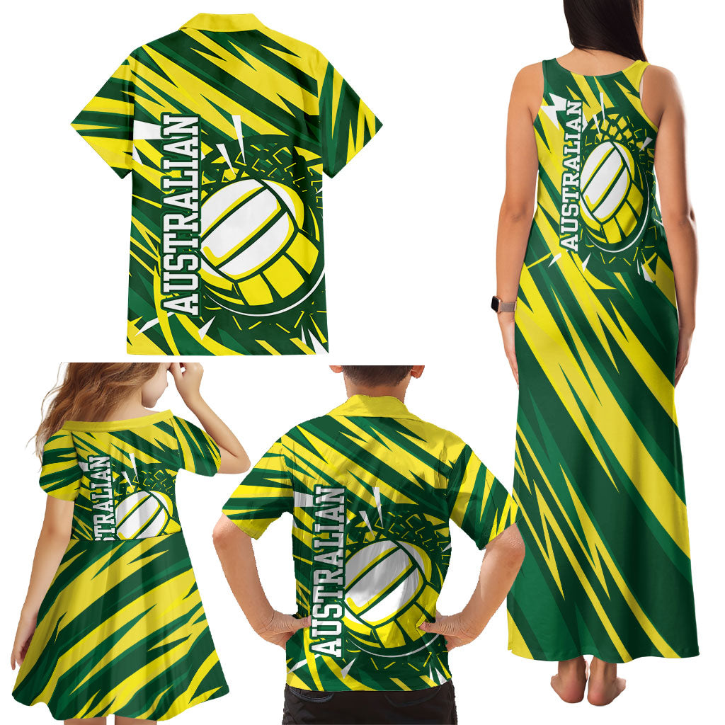 Australian Diamonds Netball Family Matching Tank Maxi Dress and Hawaiian Shirt Sharp Abstract Slash Pattern With Netball Graphic Art
