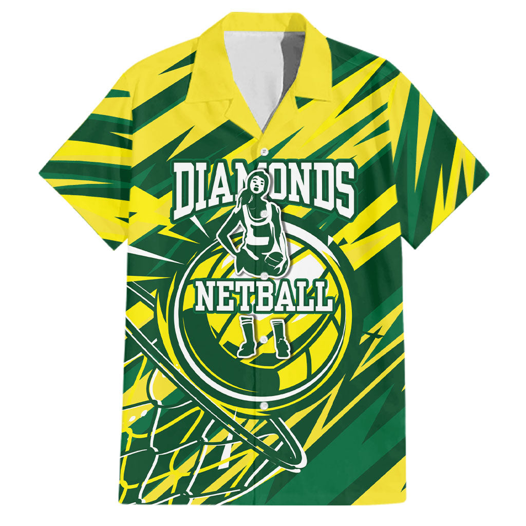 Australian Diamonds Netball Family Matching Tank Maxi Dress and Hawaiian Shirt Sharp Abstract Slash Pattern With Netball Graphic Art