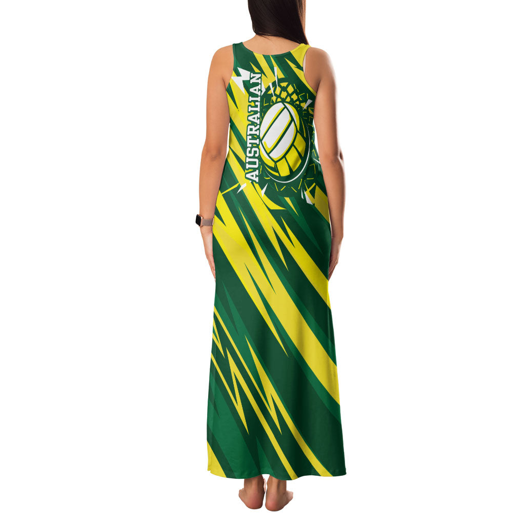 Australian Diamonds Netball Family Matching Tank Maxi Dress and Hawaiian Shirt Sharp Abstract Slash Pattern With Netball Graphic Art