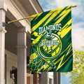 Australian Diamonds Netball Garden Flag Sharp Abstract Slash Pattern With Netball Graphic Art