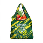 Australian Diamonds Netball Grocery Bag Sharp Abstract Slash Pattern With Netball Graphic Art