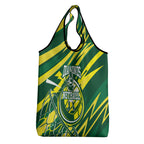 Australian Diamonds Netball Grocery Bag Sharp Abstract Slash Pattern With Netball Graphic Art