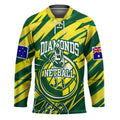 Australian Diamonds Netball Hockey Jersey Sharp Abstract Slash Pattern With Netball Graphic Art