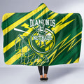 Australian Diamonds Netball Hooded Blanket Sharp Abstract Slash Pattern With Netball Graphic Art