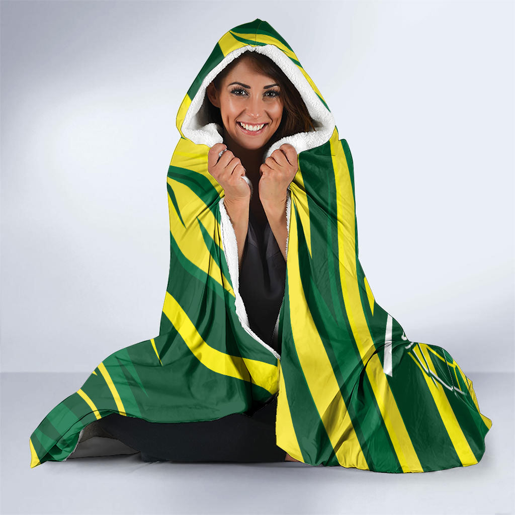 Australian Diamonds Netball Hooded Blanket Sharp Abstract Slash Pattern With Netball Graphic Art