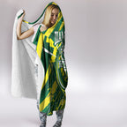 Australian Diamonds Netball Hooded Blanket Sharp Abstract Slash Pattern With Netball Graphic Art