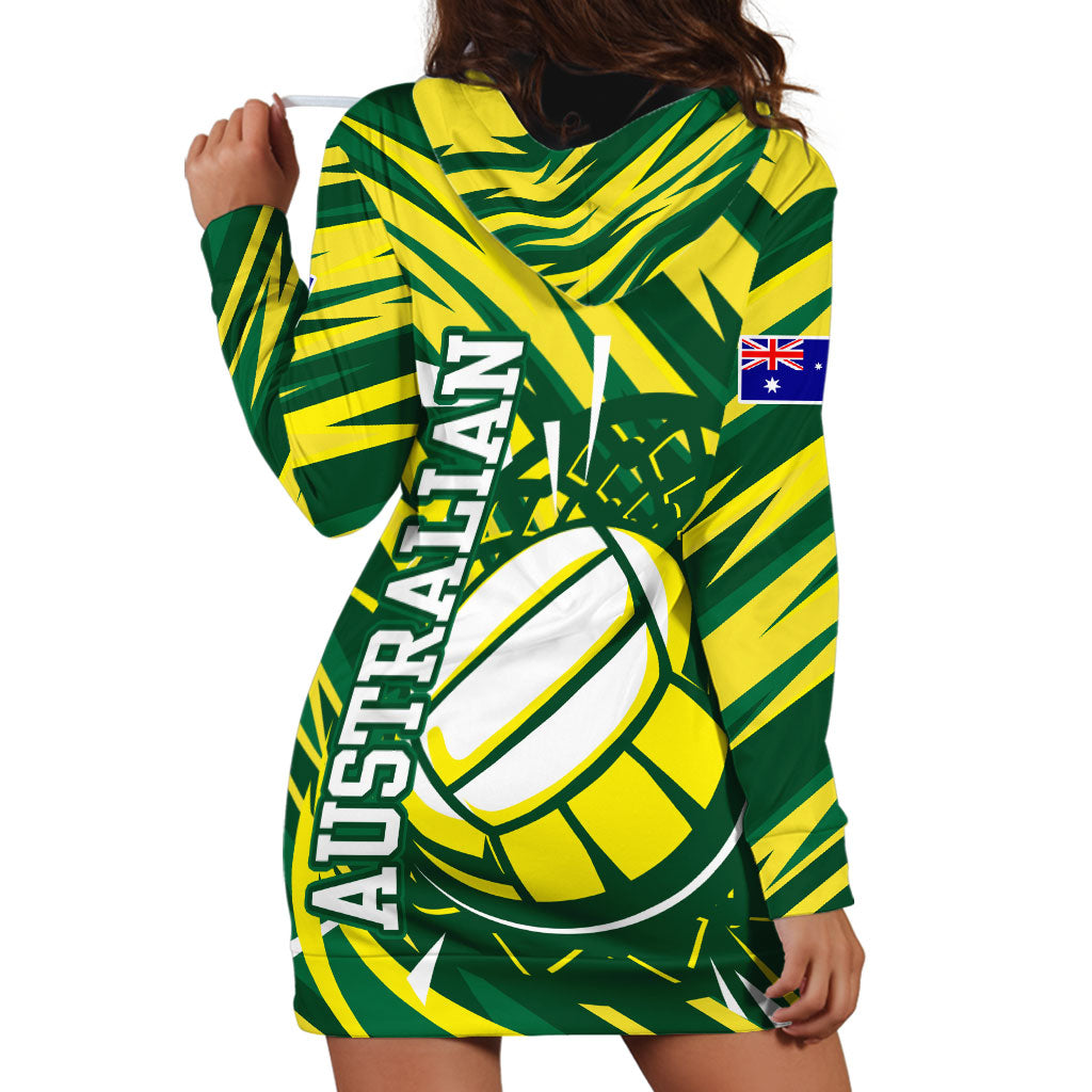 Australian Diamonds Netball Hoodie Dress Sharp Abstract Slash Pattern With Netball Graphic Art