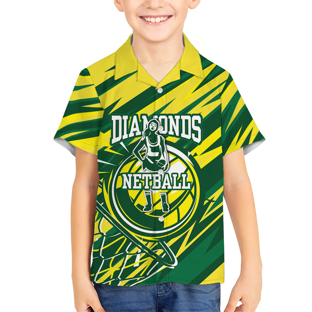 Australian Diamonds Netball Kid Hawaiian Shirt Sharp Abstract Slash Pattern With Netball Graphic Art