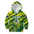Australian Diamonds Netball Kid Hoodie Sharp Abstract Slash Pattern With Netball Graphic Art