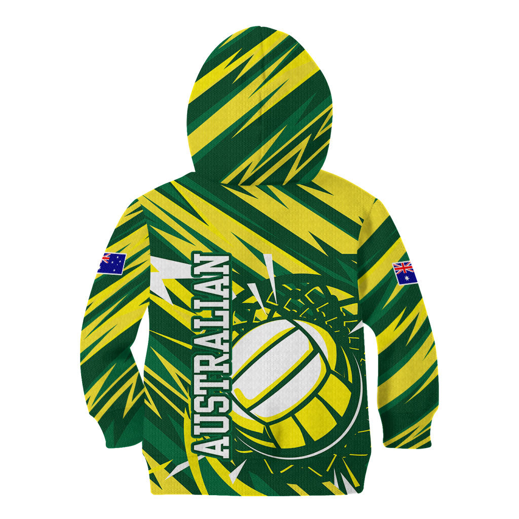 Australian Diamonds Netball Kid Hoodie Sharp Abstract Slash Pattern With Netball Graphic Art
