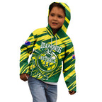 Australian Diamonds Netball Kid Hoodie Sharp Abstract Slash Pattern With Netball Graphic Art