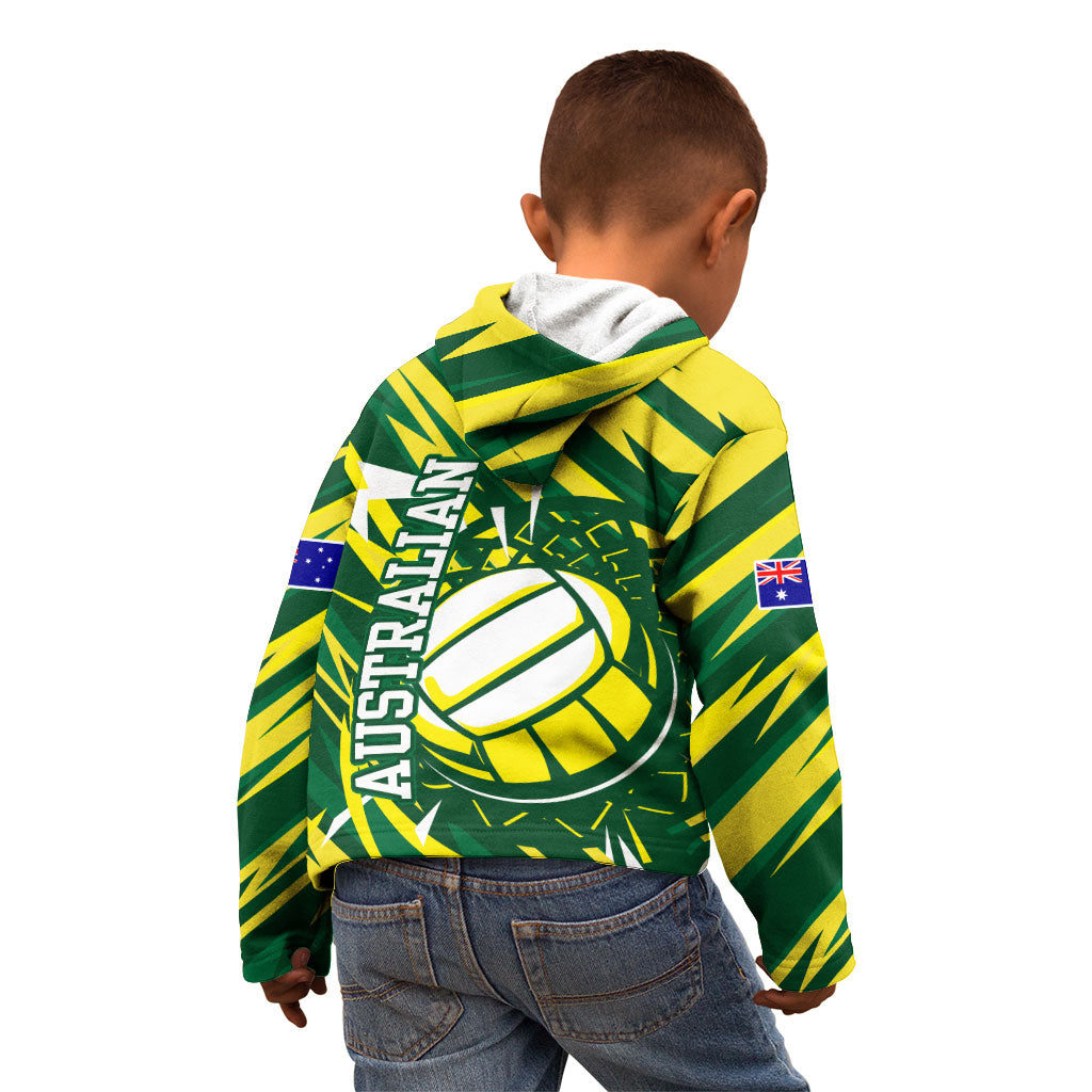 Australian Diamonds Netball Kid Hoodie Sharp Abstract Slash Pattern With Netball Graphic Art