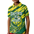 Australian Diamonds Netball Kid Polo Shirt Sharp Abstract Slash Pattern With Netball Graphic Art