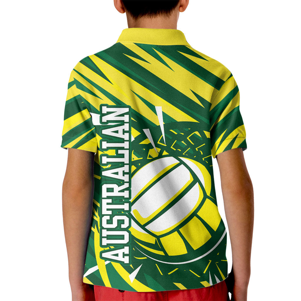 Australian Diamonds Netball Kid Polo Shirt Sharp Abstract Slash Pattern With Netball Graphic Art