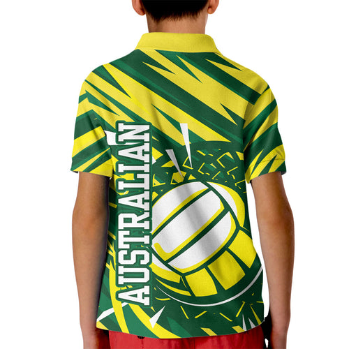 Australian Diamonds Netball Kid Polo Shirt Sharp Abstract Slash Pattern With Netball Graphic Art