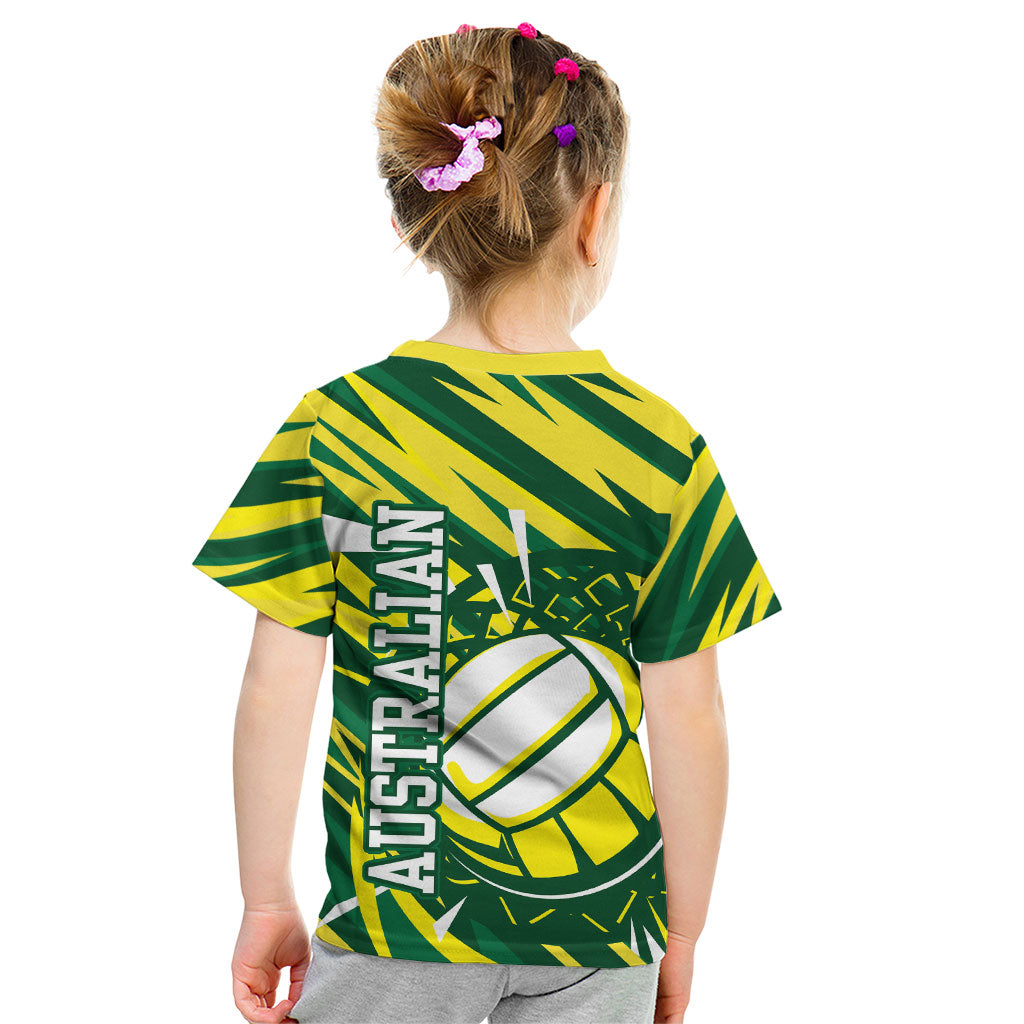 Australian Diamonds Netball Kid T Shirt Sharp Abstract Slash Pattern With Netball Graphic Art