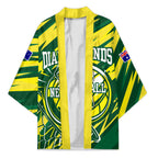 Australian Diamonds Netball Kimono Sharp Abstract Slash Pattern With Netball Graphic Art