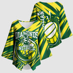 Australian Diamonds Netball Kimono Sleeve Blouse Sharp Abstract Slash Pattern With Netball Graphic Art