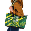 Australian Diamonds Netball Leather Tote Bag Sharp Abstract Slash Pattern With Netball Graphic Art