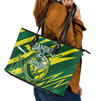 Australian Diamonds Netball Leather Tote Bag Sharp Abstract Slash Pattern With Netball Graphic Art