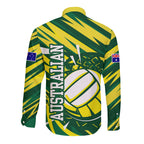 Australian Diamonds Netball Long Sleeve Button Shirt Sharp Abstract Slash Pattern With Netball Graphic Art