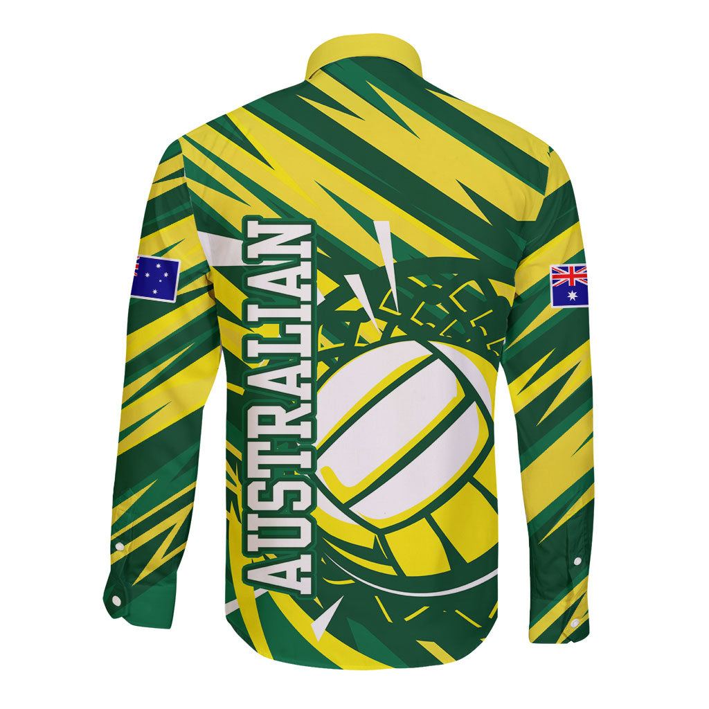Australian Diamonds Netball Long Sleeve Button Shirt Sharp Abstract Slash Pattern With Netball Graphic Art