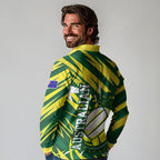 Australian Diamonds Netball Long Sleeve Polo Shirt Sharp Abstract Slash Pattern With Netball Graphic Art